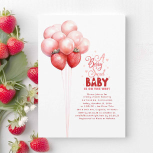 Aardbeiballonnen bessenzoet Baby shower Kaart
