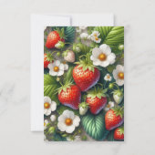 Aardbeibedrukte platte bedankkaart (Achterkant)