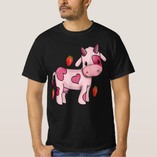 aardbeibessen koe schatje roze waterverf koe vruch t-shirt