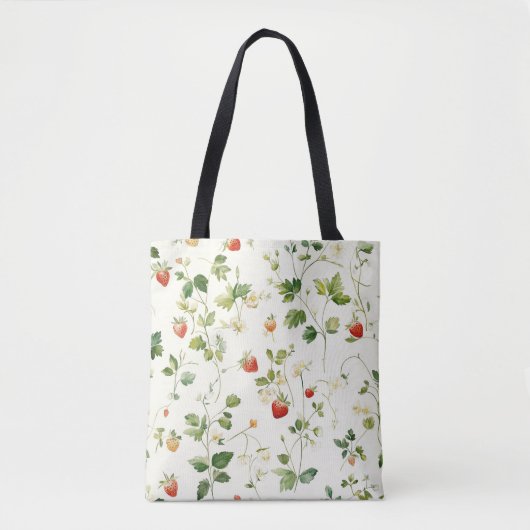 Aardbeibladeren Tuin Tote Bag (Voorkant)