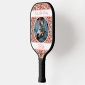 Aardbeibloem roze & banners met naam/fase pickleball paddle (Links)