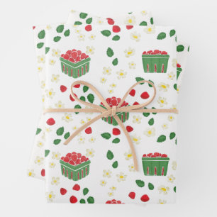 Aardbeibloemen Aardbeivelden Bes Eerst Inpakpapier Vel