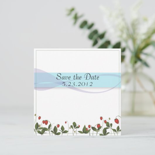 Aardbeibloemen | Bewaar de datum Save The Date (Staand voorkant)