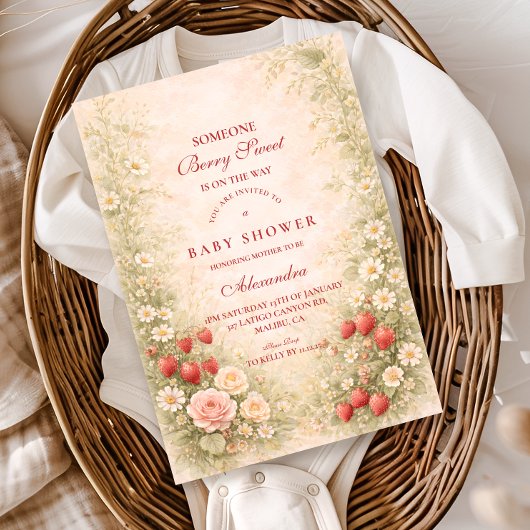 Aardbeibloesem Baby Shower Kaart