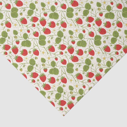 Aardbeibloesem en -bessenpatroon tissuepapier (Detail)