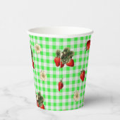 Aardbeibloesem groene gingham leuke papieren beker (Rechts)