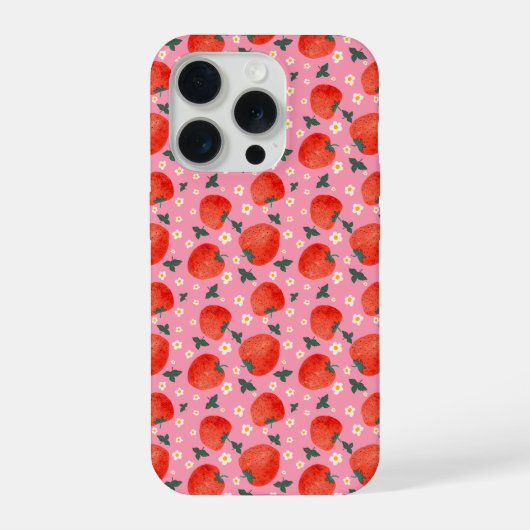 Aardbeibloesem Patroon iPhone Hoesje (Achterkant)