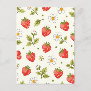 Aardbeibloesem Zomer Patroon Briefkaart