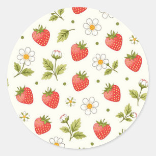 Aardbeibloesem Zomer Patroon Ronde Sticker