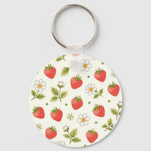 Aardbeibloesem Zomer Patroon Sleutelhanger