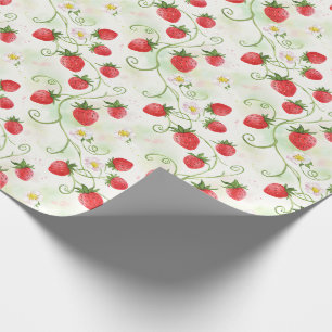 Aardbeibloesems en Bessen Aquarel Stijl Cadeaupapier
