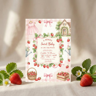 Aardbeiboog baby shower Eerste Bes Smaakt Zoet Kaart