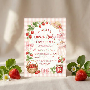 Aardbeiboog baby shower Eerste Bes Zoet Kaart