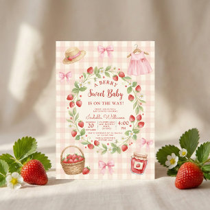 Aardbeiboog babyshower Eerste Bes Zoet Kaart