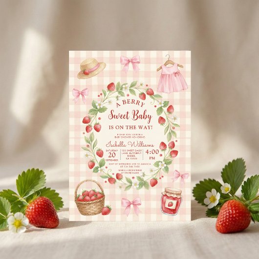 Aardbeiboog babyshower Eerste Bes Zoet Kaart