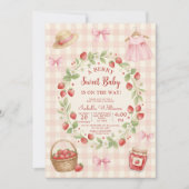 Aardbeiboog babyshower Eerste Bes Zoet Kaart (Voorkant)