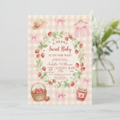 Aardbeiboog babyshower Eerste Bes Zoet Kaart (Staand voorkant)