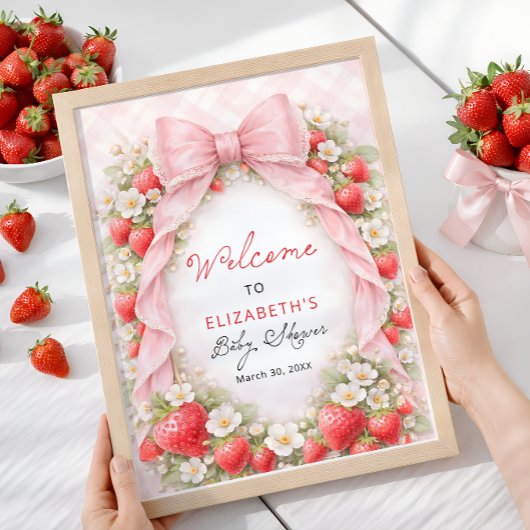 Aardbeiboog Coquette Baby Shower Welkom Poster