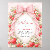 Aardbeiboog Coquette Baby Shower Welkom Poster (Voorkant)