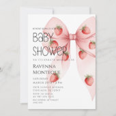 Aardbeiboog Luxe Persoonlijke Baby Shower Uitnodig Kaart (Voorkant)