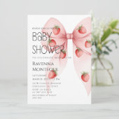 Aardbeiboog Luxe Persoonlijke Baby Shower Uitnodig Kaart (Staand voorkant)