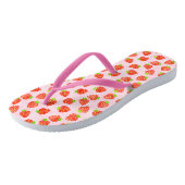  aardbeiboompitten op roze patronen teenslippers (Schuin)