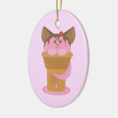 Aardbeice Cream Cat Keramisch Ornament (Links)