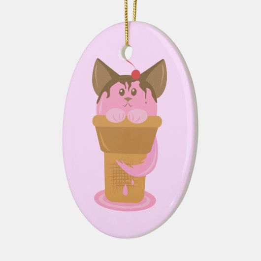 Aardbeice Cream Cat Keramisch Ornament (Links)