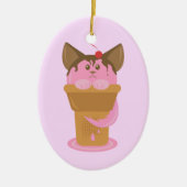 Aardbeice Cream Cat Keramisch Ornament (Voorkant)