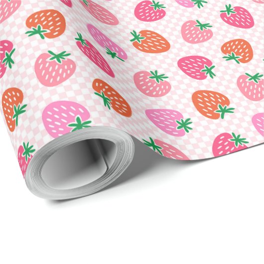 Aardbeicontroles - Roze en Rood Cadeaupapier (Rol Hoek)