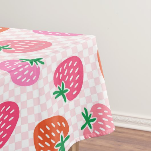 Aardbeicontroles - Roze en Rood Tafelkleed (Voorbeeld)