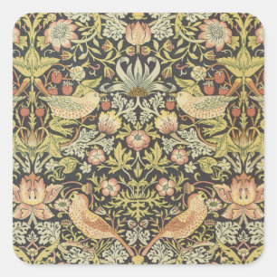 Aardbeidieven William Morris Antiek Patroon Vierkante Sticker