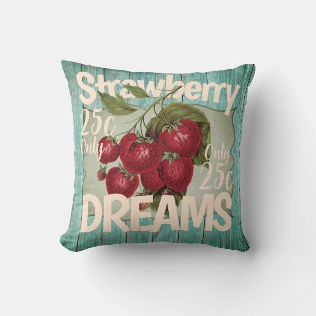  aardbeidromen retro-oud en textuur kussen (Voorkant)