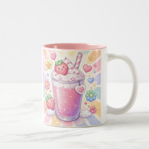 Aardbeidroom Milkshake Tweekleurige Koffiemok