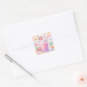 Aardbeidroom Milkshake Vierkante Sticker (Envelop)