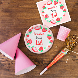 Aardbeien 1e verjaardag bes eerste papieren bordje