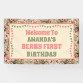 aardbeien 1e verjaardagsfeest welkom spandoek (Horizontaal)