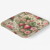  aardbeien 1e verjaardagsfeestje papieren bordje (Gebogen)