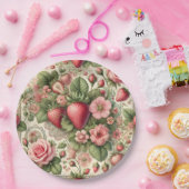 aardbeien 1e verjaardagsfeestje papieren bordje (Feest)