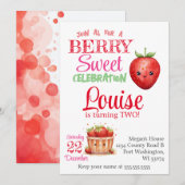 Aardbeien 2e verjaardagsfeestje Besjes Kinderverja Kaart (Voorkant / Achterkant)