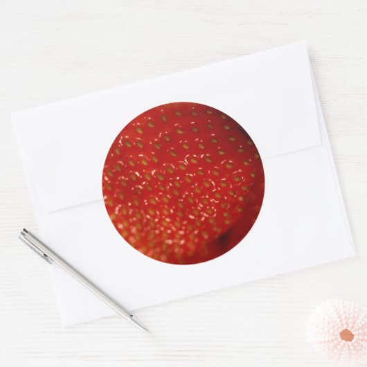 Aardbeien #3 ronde sticker (Envelop)