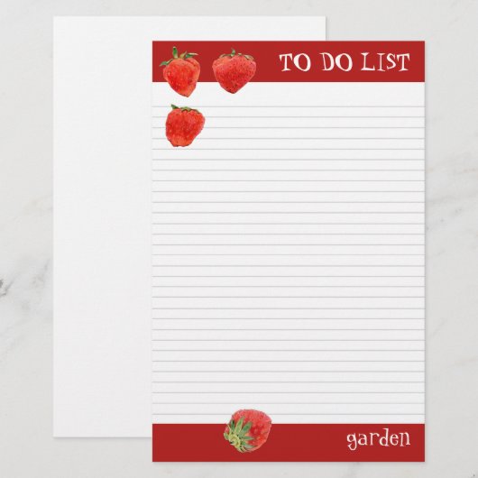 aardbeien 4our om lijst te doen briefpapier (Voorkant / Achterkant)
