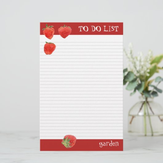 aardbeien 4our om lijst te doen briefpapier (Staand voorkant)