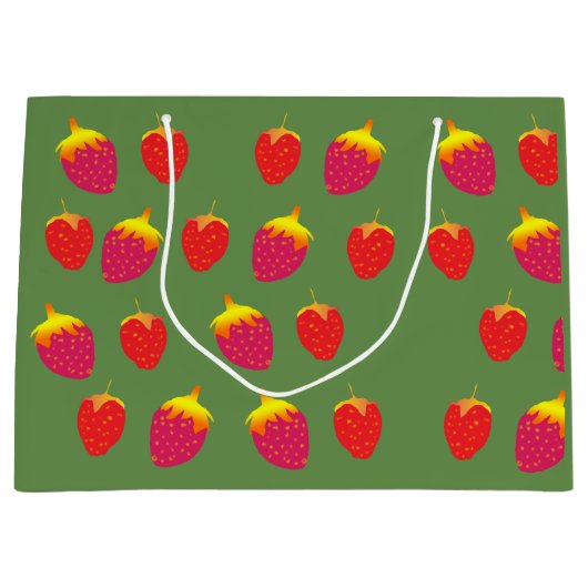 Aardbeien aangepaste geschenkzak groot cadeauzakje (Voorkant)