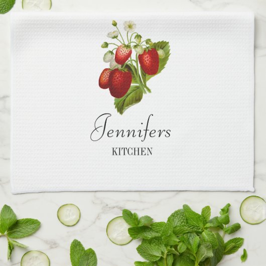 aardbeien Aangepaste keukenhanddoeken aardbeien (Gevouwen)