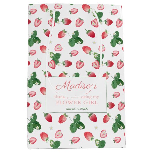 Aardbeien Aangepaste naam Weddenschap Bedankt Medium Cadeauzakje (Voorkant)