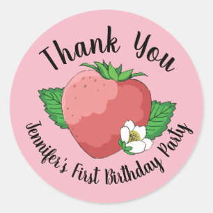 Aardbeien aanpasbare stickers verjaardagsfeestje