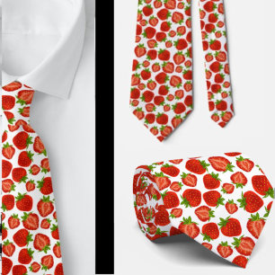 Aardbeien Aardbei Patroon Rood en Wit Stropdas