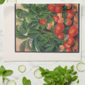 aardbeien, aardbeibessen op een Boerderij Theedoek (Gevouwen)