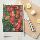 aardbeien, aardbeibessen op een Boerderij Theedoek (Quarter Fold)